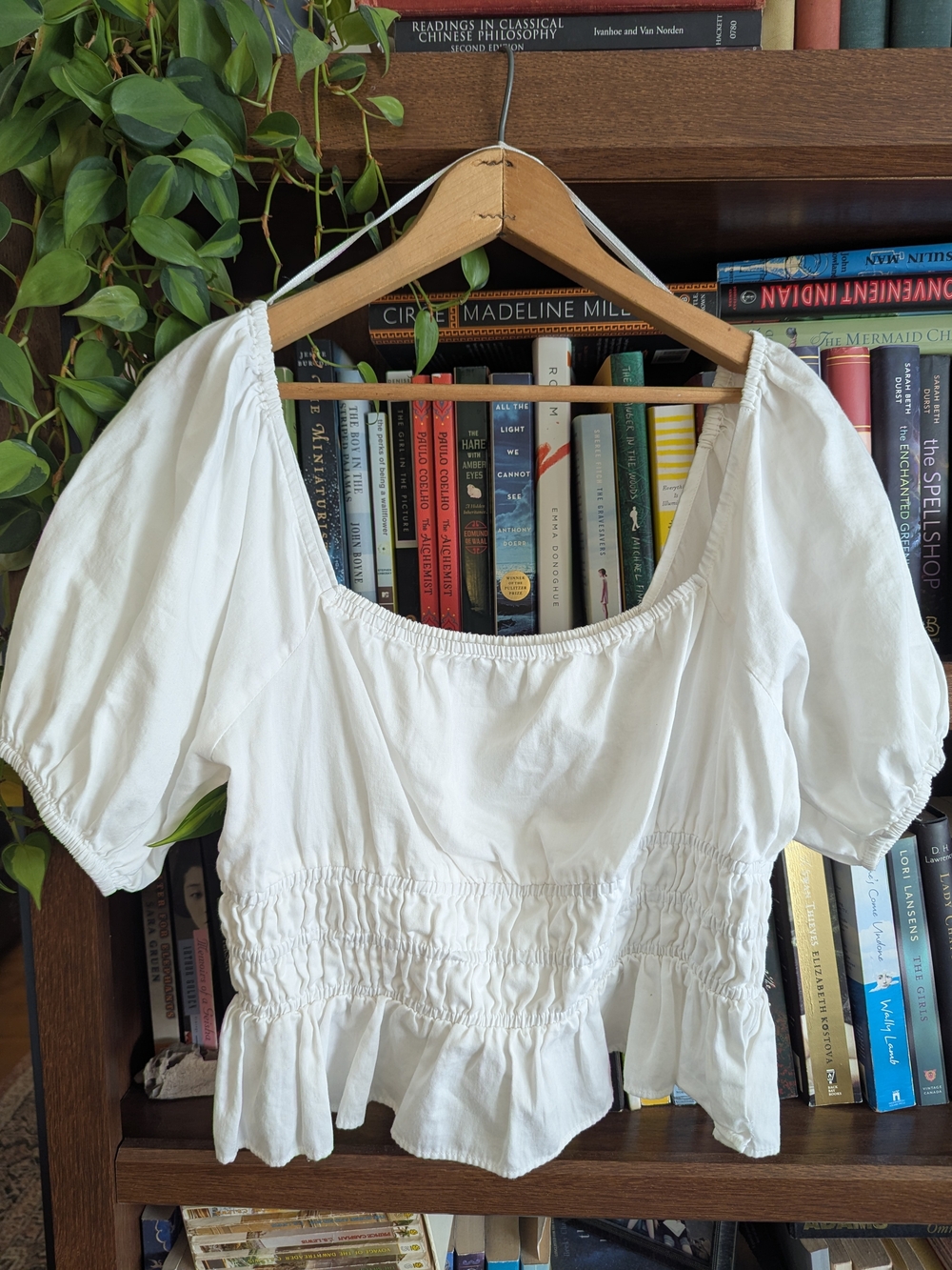 White Avec Les Filles Peasant Crop Top